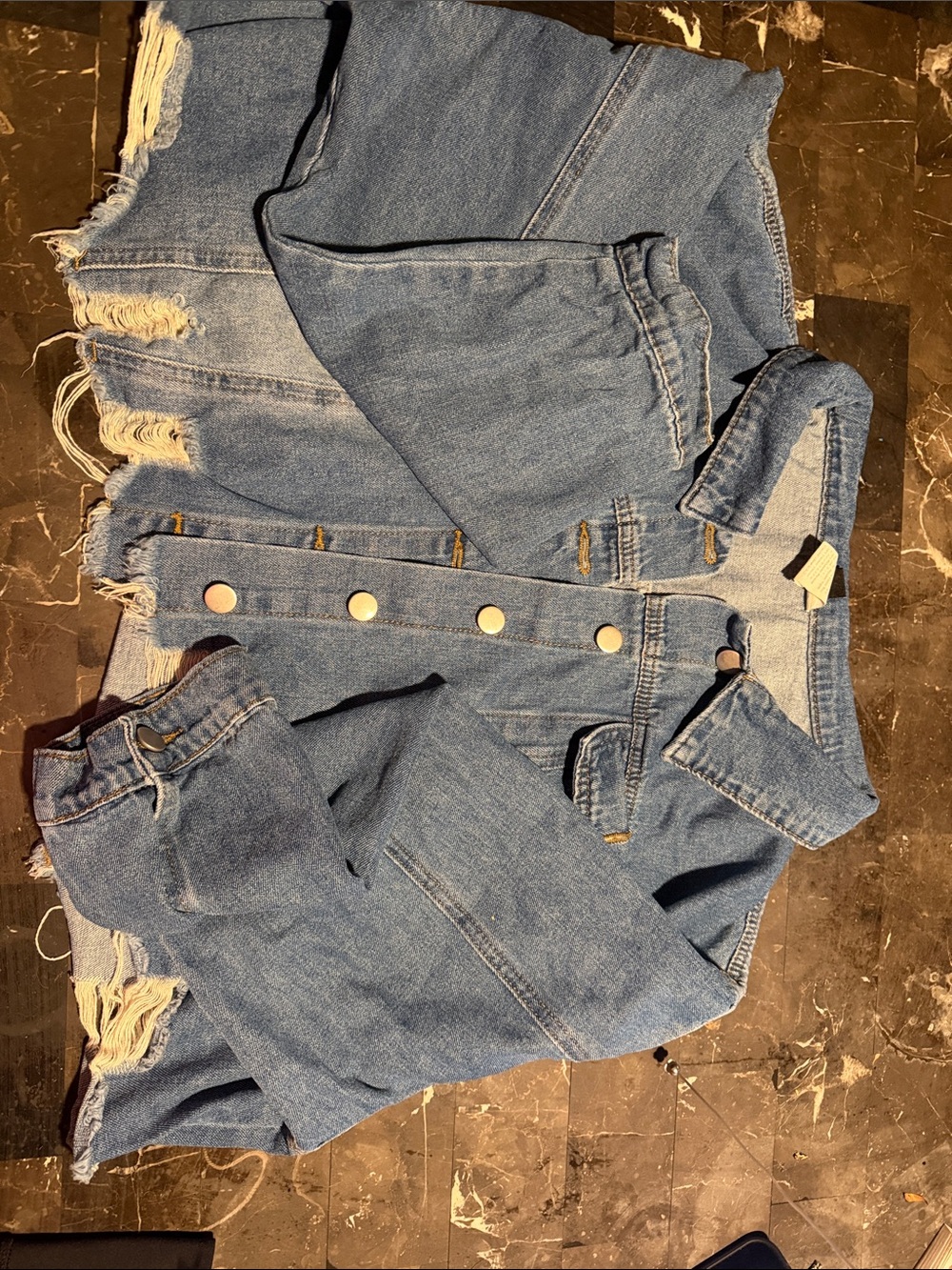 SHEIN Light Blue Distressed Denim Jacket